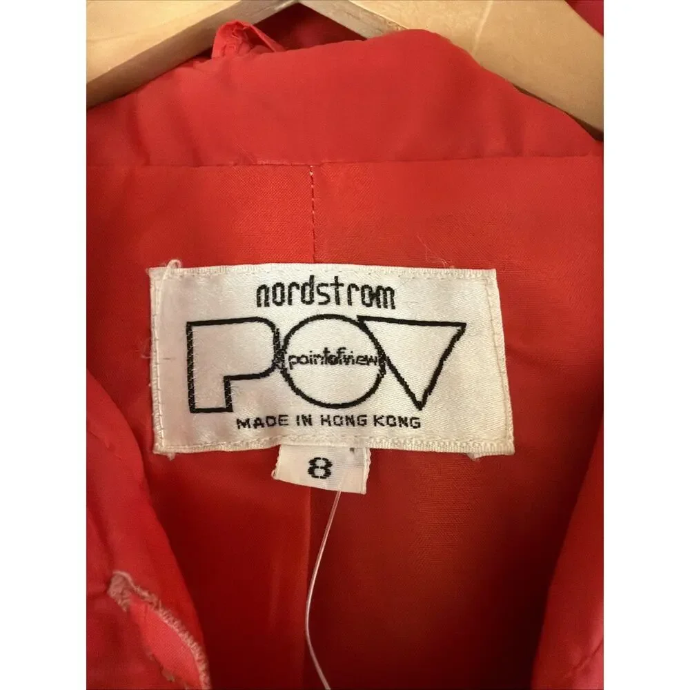 Vintage Nordstrom POV Women’s Size 8 Red Raincoat Lined Hooded Made Hong Kong - Picture 5 of 5